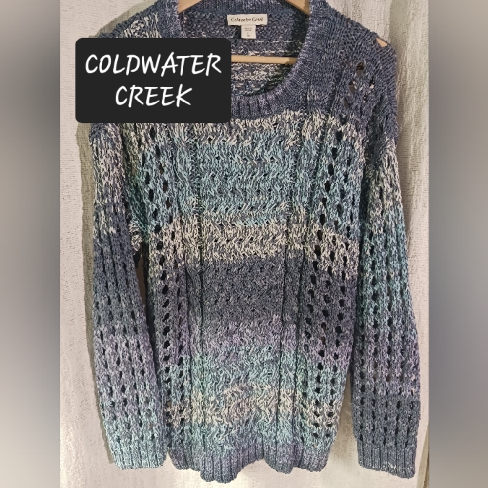 Coldwater Creek woven sweater womens size Large Ombre color pattern